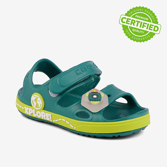 Dětské sandály Coqui Yogi jungle green / citrus + amulet astronaut