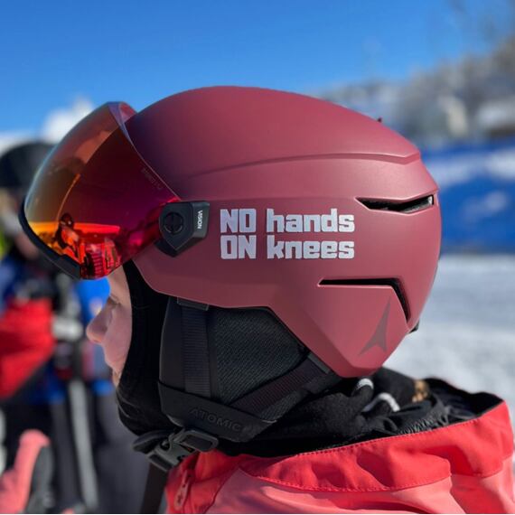 Samolepka No hands on knees Zábavné lyžování reflexní