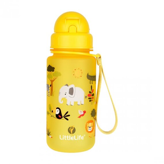 Dětská lahev s brčkem LittleLife Žlutá (safari)