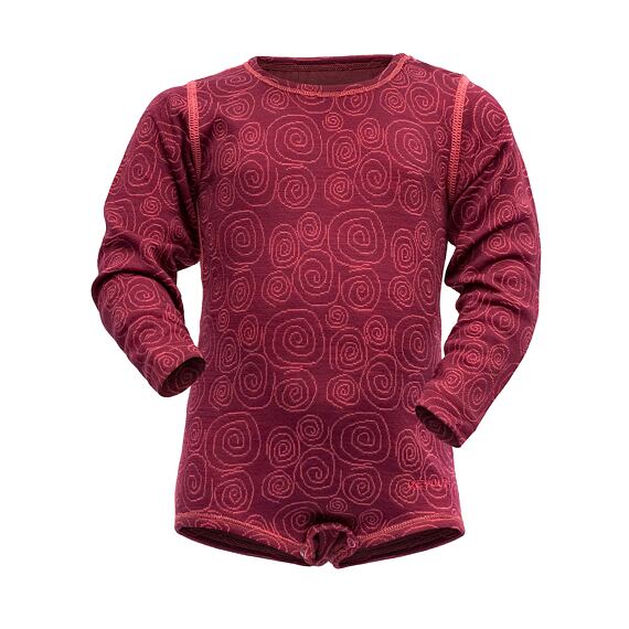 Dětské funkční body s merinem Devold Duo active baby beetroot s dlouhým rukávem