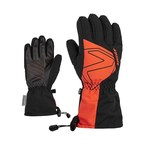 Dětské zimní rukavice Ziener Laval AS AW Jr black burnt orange - prstové s poutkem