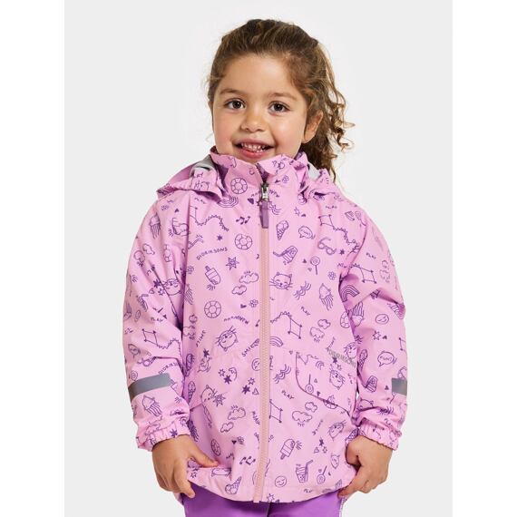Dětská nepromokavá bunda Didriksons Norma doodle orchid pink - ROSTOUCÍ