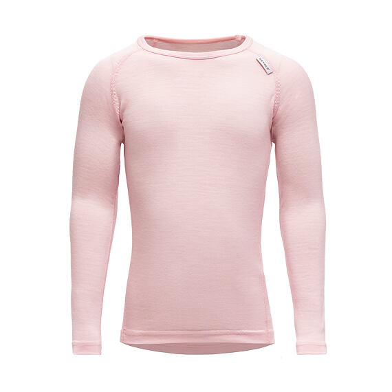 Dětské funkční tričko s merinem Devold Breeze chalk pink s dlouhým rukávem tenké