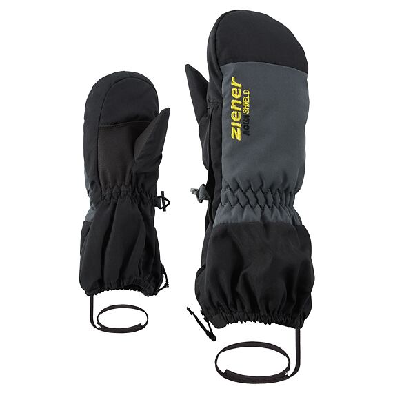 Dětské zimní rukavice Ziener Levi AS® MINIS black - celorozepínací palčáky s poutkem