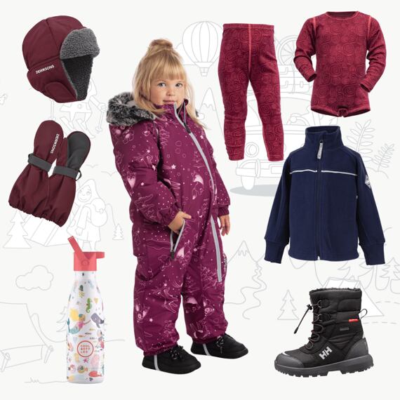 Dětský zimní outfit Huppa Ottis - burgundy pattern