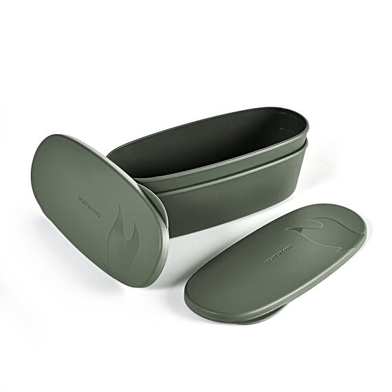 Sada dvou krabiček s víčkem Light my fire SnapBox oval 2-pack sagegreen