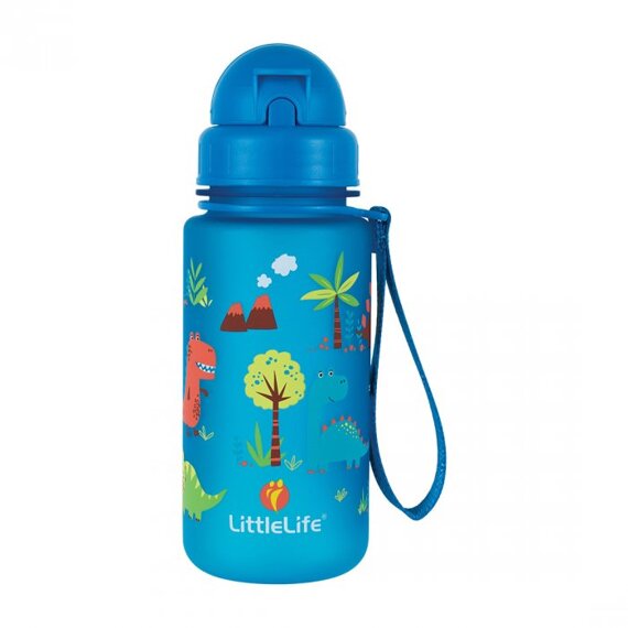 Dětská lahev s brčkem LittleLife Modrá (dinosauři)