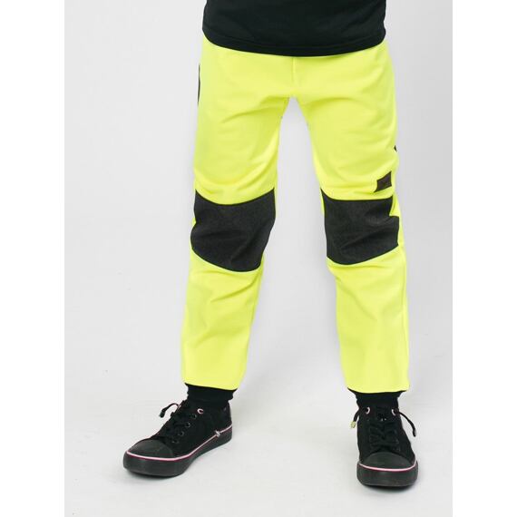 Dětské softshellové kalhoty Drexiss s fleecem neon yellow grey
