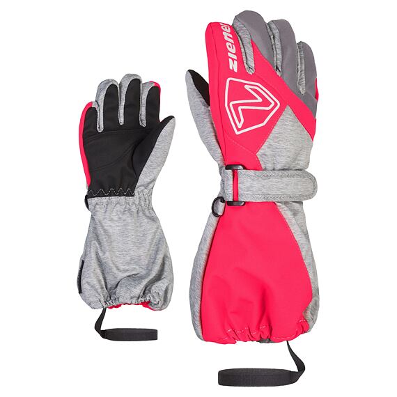 Dětské zimní rukavice Ziener Lauro AS light melange/neon pink - prstové s poutkem
