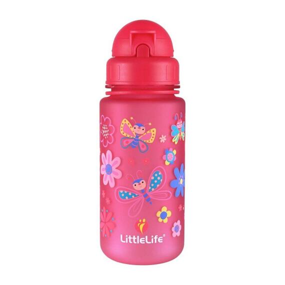 Dětská lahev s brčkem LittleLife Růžová (motýlci)