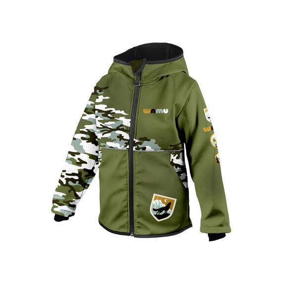 Dětská softshellová bunda Wamu s fleecem Maskáč - khaki