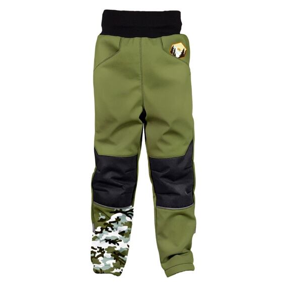 Dětské softshellové kalhoty Wamu s fleecem Maskáč - khaki
