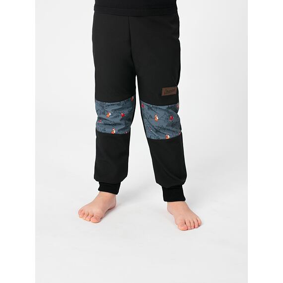Dětské softshellové kalhoty Promaledobrodruhy s fleecem black/grey