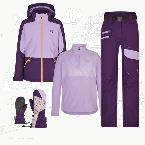 Dětský zimní outfit pro lyžařky dark violet