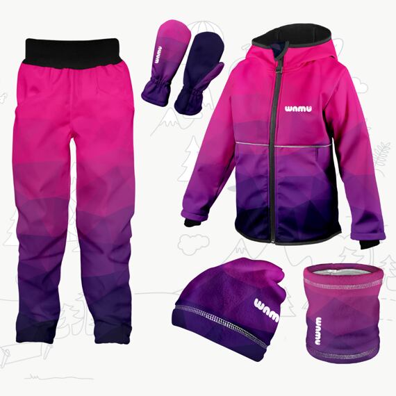 Dětský softshellový outfit fialový - Mozaika