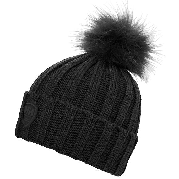 Zimní čepice s vlnou Helly Hansen Limelight Beanie s bambulí - black