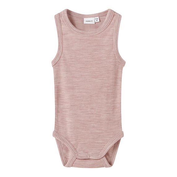 Dětské body s merinem Name It tílko Wax - shadow grey