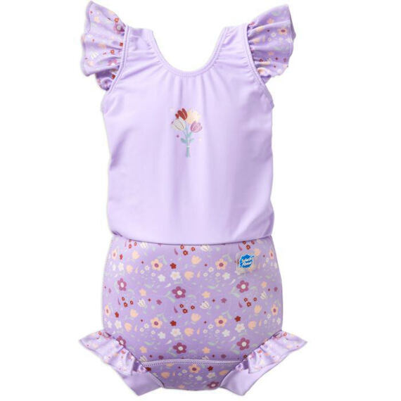 Dětské plavky/kostýmek Splash About Happy Nappy s volánky Lilac Spring Frills