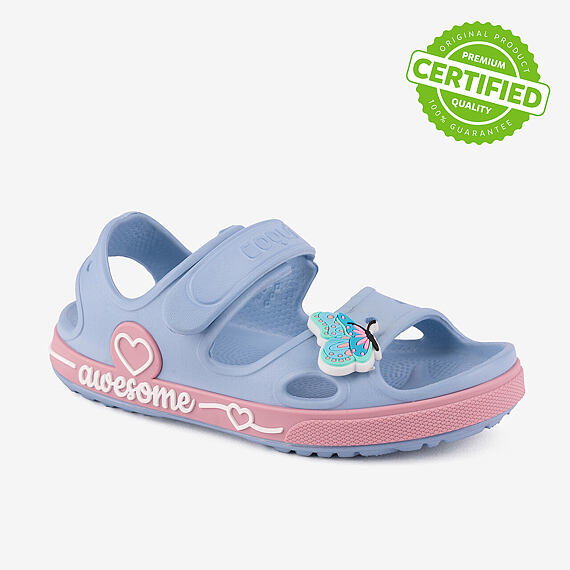 Dětské sandály Coqui Yogi lt. elemental blue / fondant pink + amulet