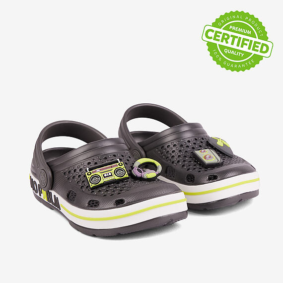 Dětské sandály Coqui Lindo antracit / citrus PRBLM + amulety
