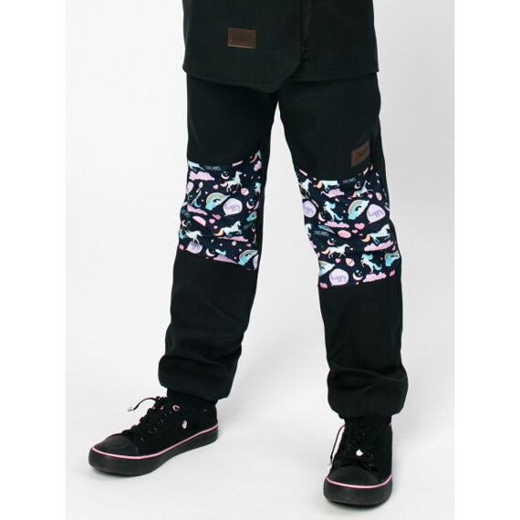 Dětské softshellové kalhoty Drexiss s fleecem black Moon unicorns