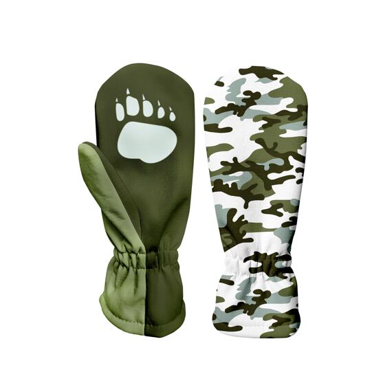 Dětské softshellové rukavice Wamu Maskáč - khaki palčáky