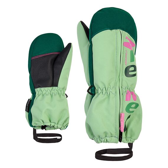Dětské zimní rukavice Ziener Langelo AS MINIS pastel green - celorozepínací palčáky s poutkem