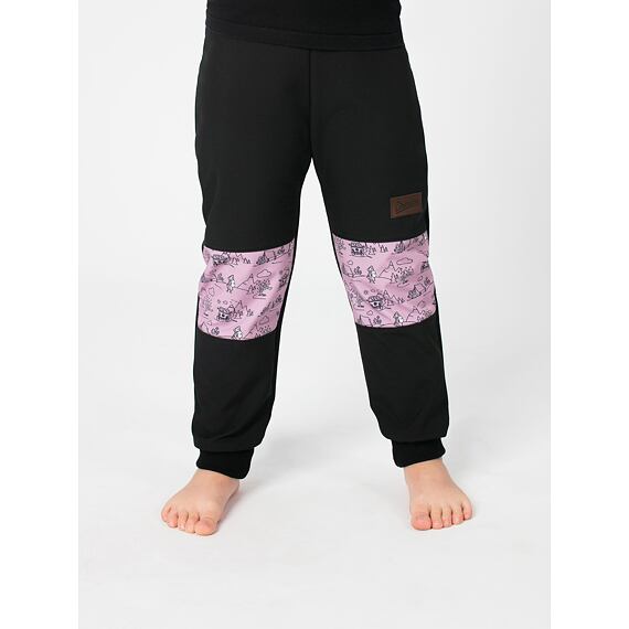 Dětské softshellové kalhoty Promaledobrodruhy s fleecem black/pink