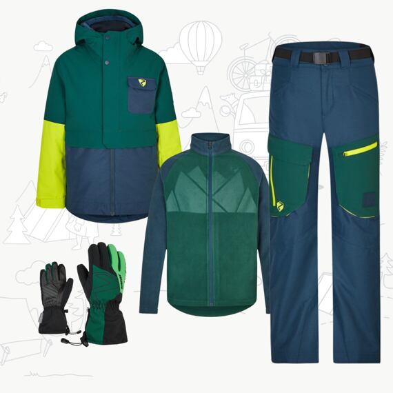 Dětský zimní outfit pro snowboarďáky hale navy stru