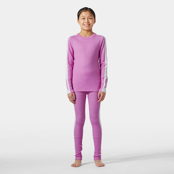 Juniorské termoprádlo Helly Hansen JR LIFA® Merino Midweight set - meta pink