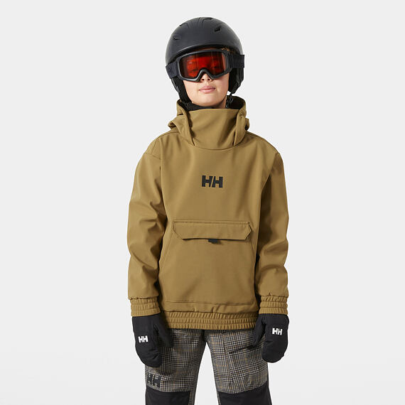 Dětská lyžařská softshellová bunda Helly Hansen Jr Powder Softshell Hoodie - sepia