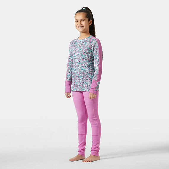 Juniorské termoprádlo Helly Hansen JR Graphic Lifa Merino set - meta pink aop
