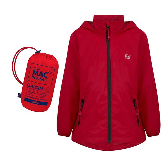 Dětská nepromokavá bunda Mac in a Sac Kid Origin Red - SBALITELNÁ