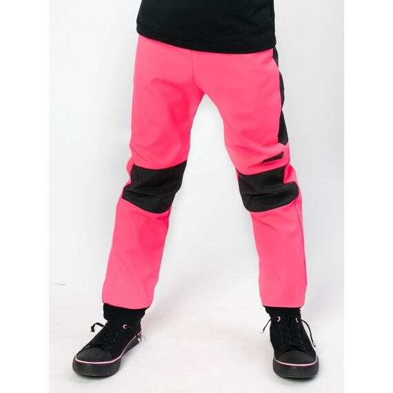 Dětské softshellové kalhoty Drexiss s fleecem neon pink grey