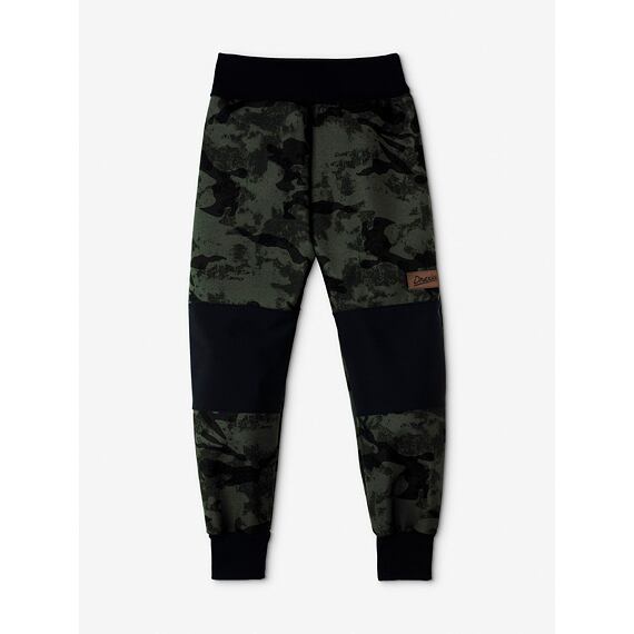 Dětské softshellové kalhoty Drexiss s fleecem army-black