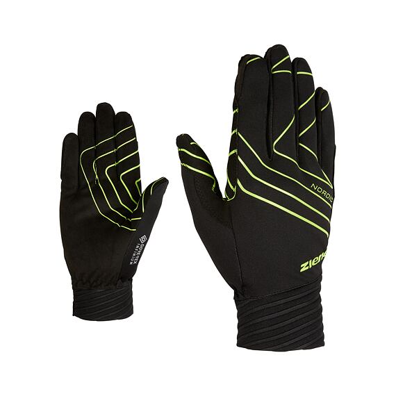 Softshellové rukavice Ziener Ugo GTX INF black lime - prstové