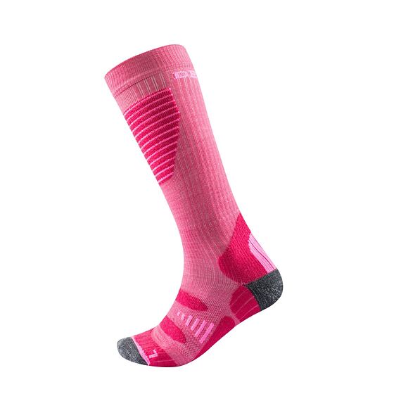 Dětské funkční podkolenky s merinem Devold Cross country cerise