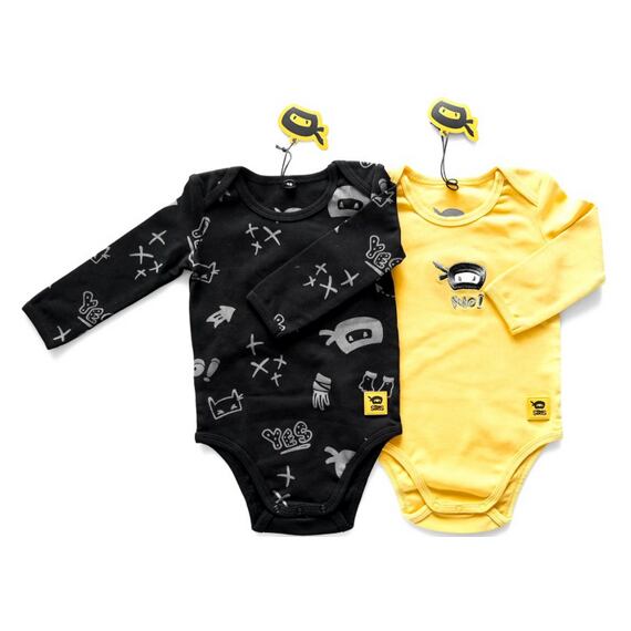 Dětské body The Sikls Ninja černá/žlutá - set 2 ks