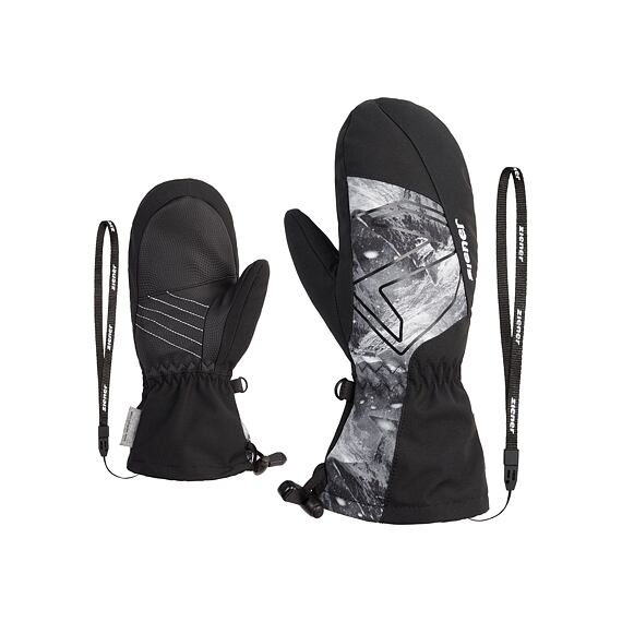 Dětské zimní rukavice Ziener Lavalino AS AW Jr black grey mountain print - palčáky s poutkem