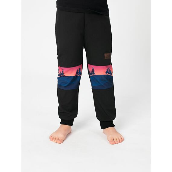 Dětské softshellové kalhoty Drexiss bez zateplení black pink hills