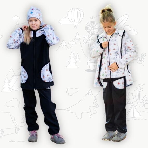 Dětský softshellový outfit Pro malé dobrodruhy zateplený - SVĚTLÝ / TMAVÝ
