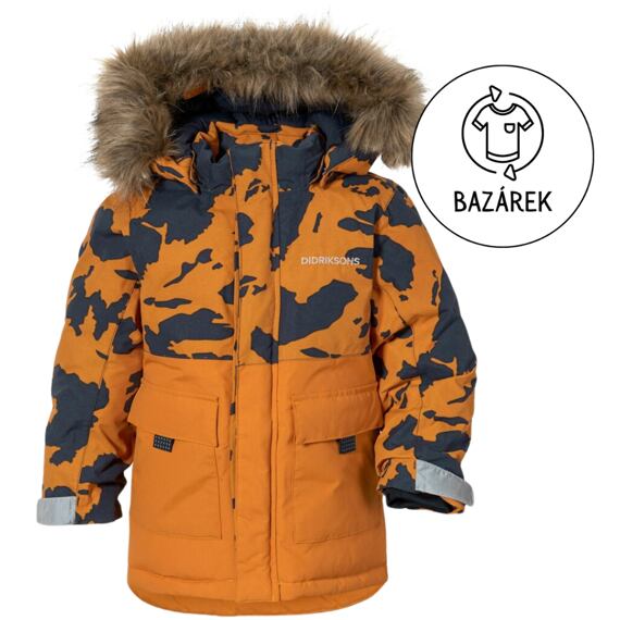 Dětská zimní bunda Didriksons Polarbjornen print burnt glow islands - bazárek