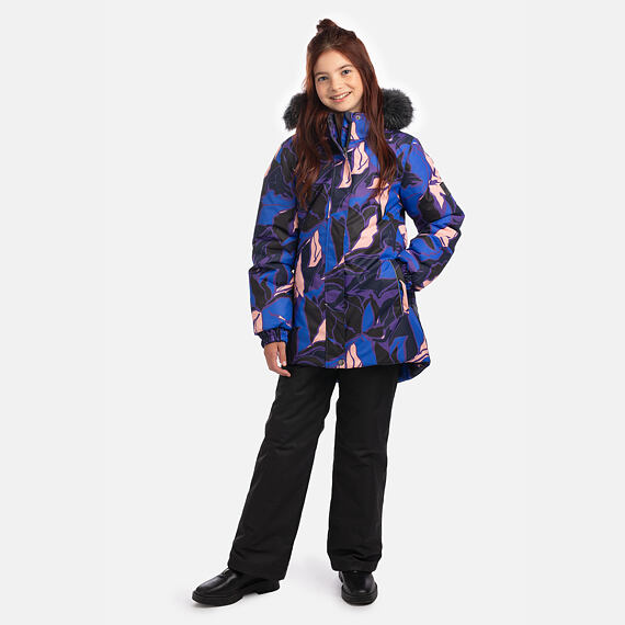Dětská zimní bunda Huppa Enely s kožíškem blue pattern