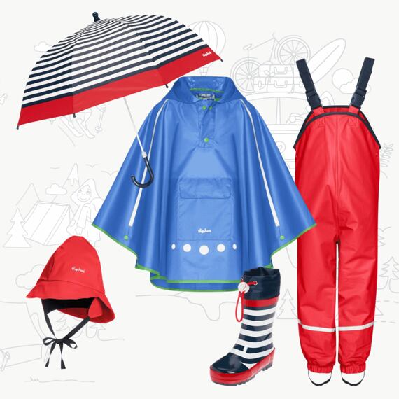 Dětský outfit do deště Playshoes - modro-červený