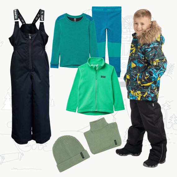 Dětský zimní outfit Huppa Marinel - forest green pattern