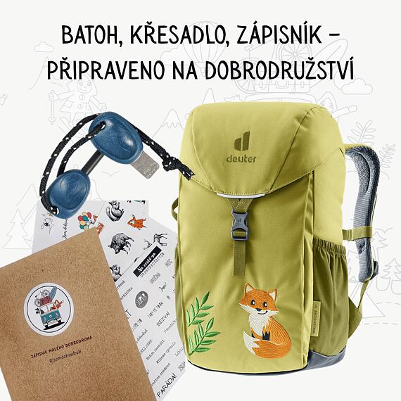 Dobrodružný set pro malé lišáky - batoh Deuter, křesadlo s píšťalkou a zápisník