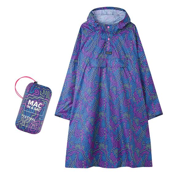 Festivalové poncho pro dospělé Mac in a Sac neon jazz