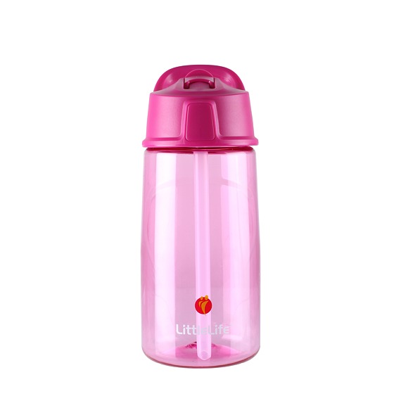 Dětská lahev s brčkem LittleLife Flip-Top Bottle 550 ml Růžová