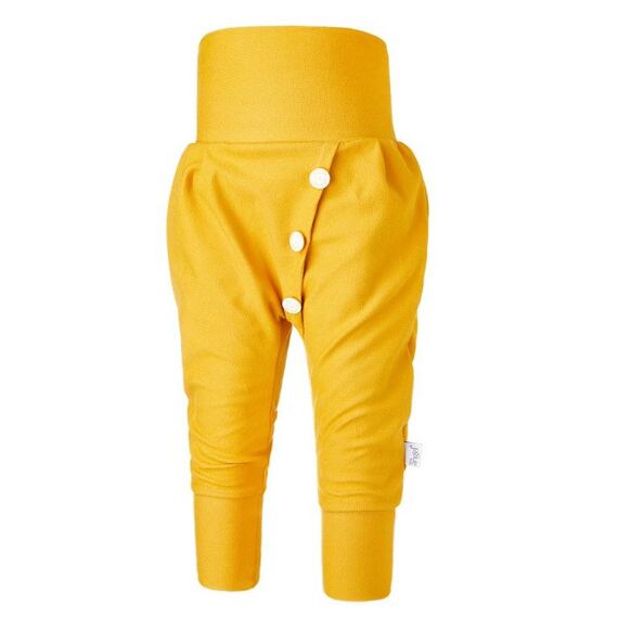 Dětské tepláky harémky s knoflíky Little Angel Jeans oliva