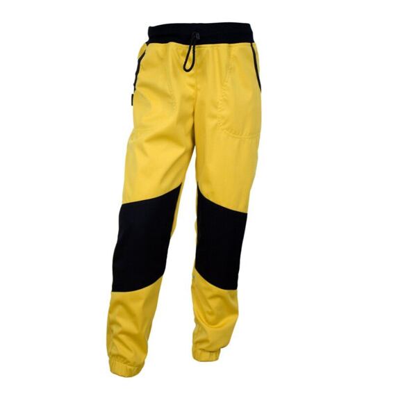 Dětské softshellové kalhoty Fantom s dvojitými černými koleny okrové - letní softshell